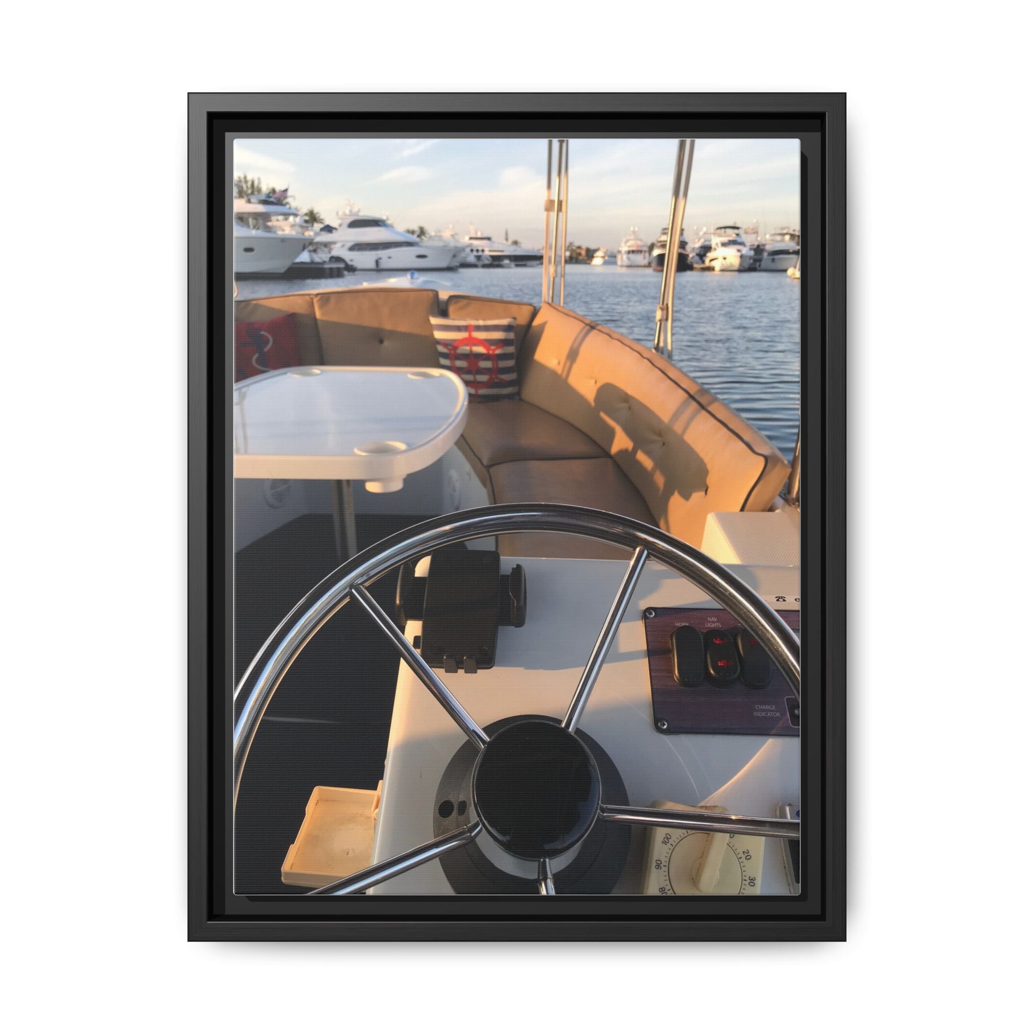 Boat Helm Framed Canvas Print — Seaside Harbor Nautical Wall Art