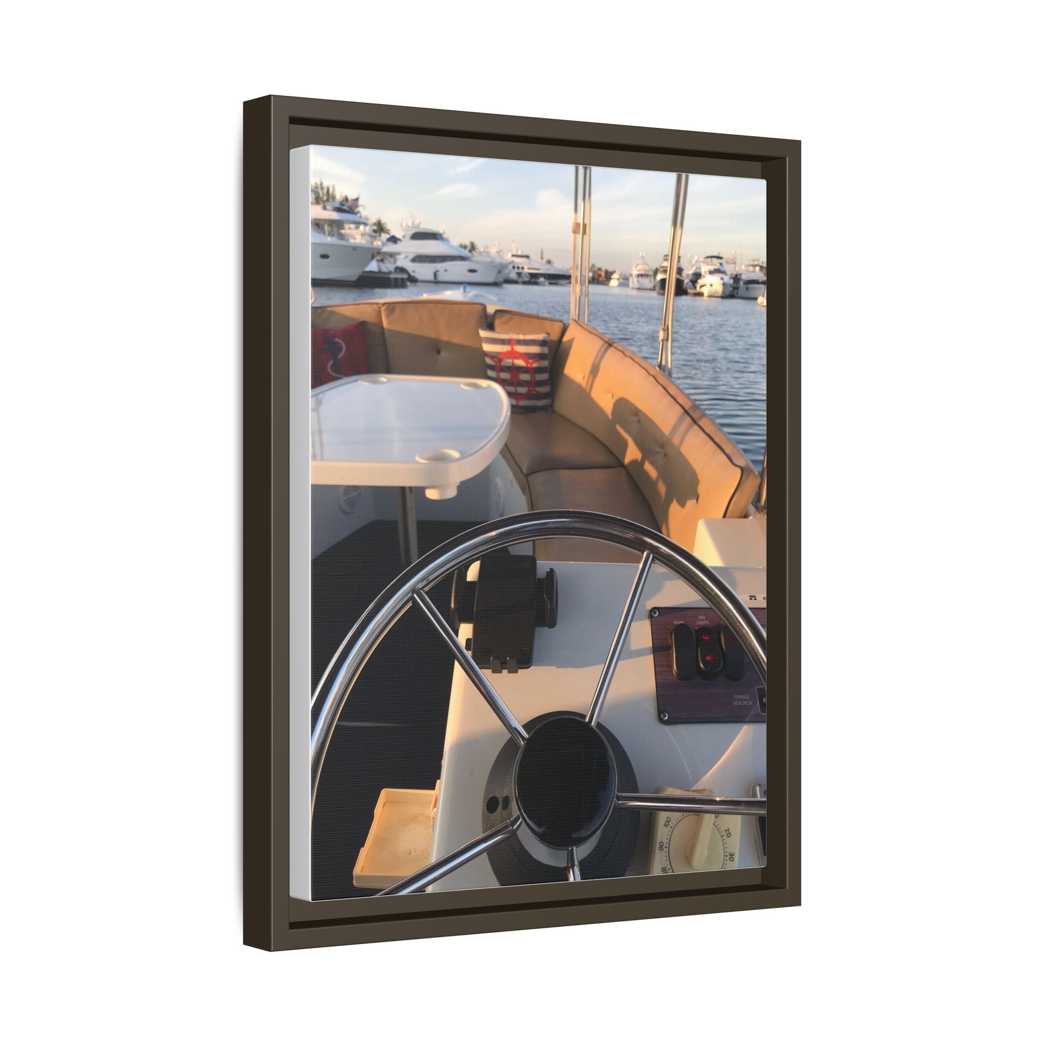 Boat Helm Framed Canvas Print — Seaside Harbor Nautical Wall Art