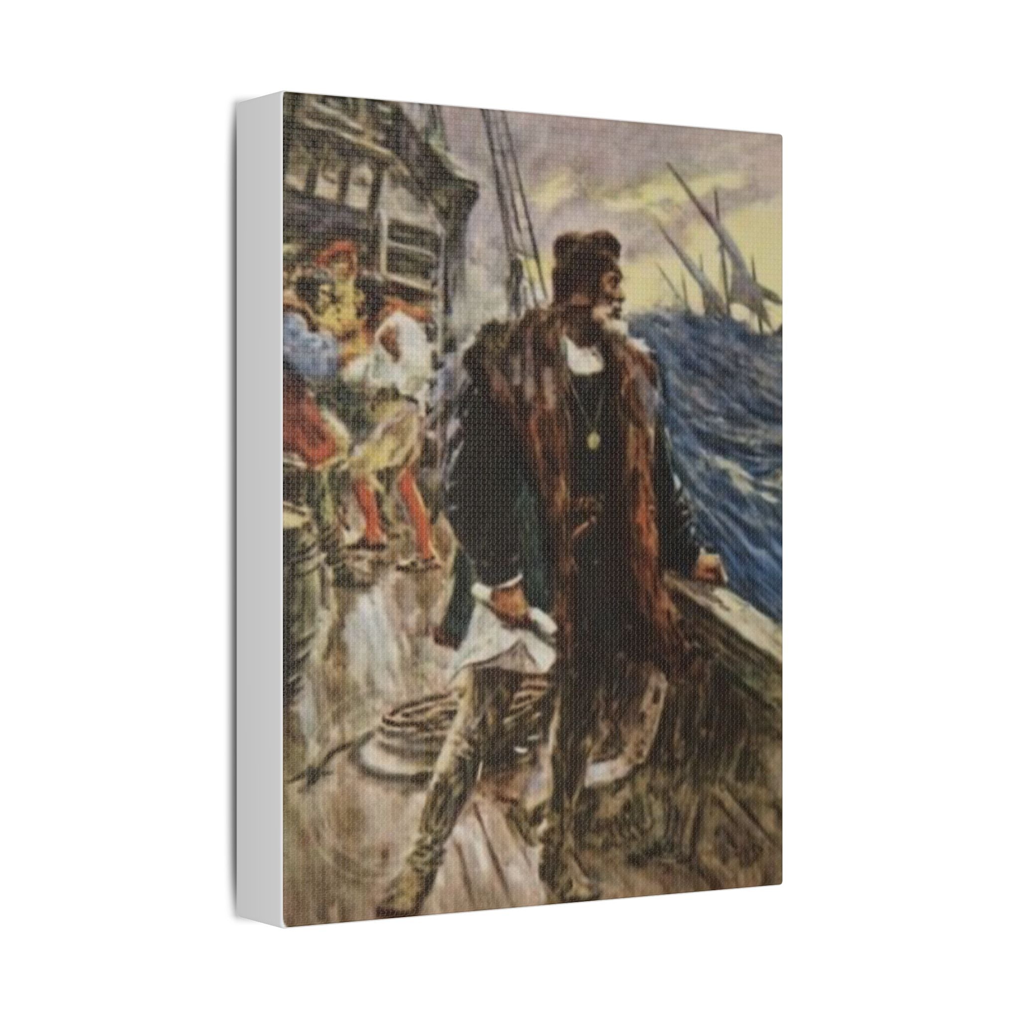 Stretched Satin Canvas Print — Inspired by Voyage of Columbus Vintage Artwork