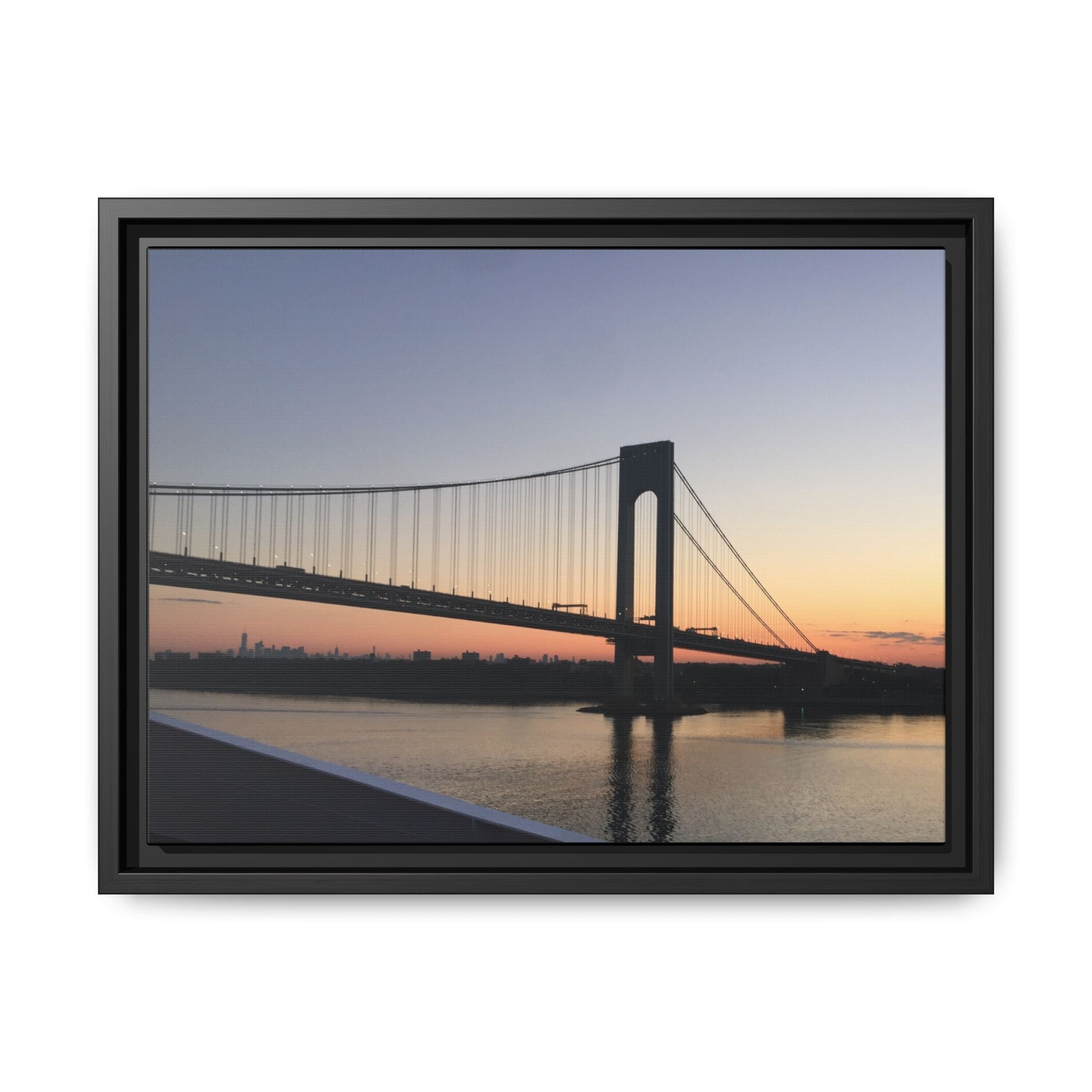 Bronx-Verrazano Sunset Matte Canvas Framed Wall Art