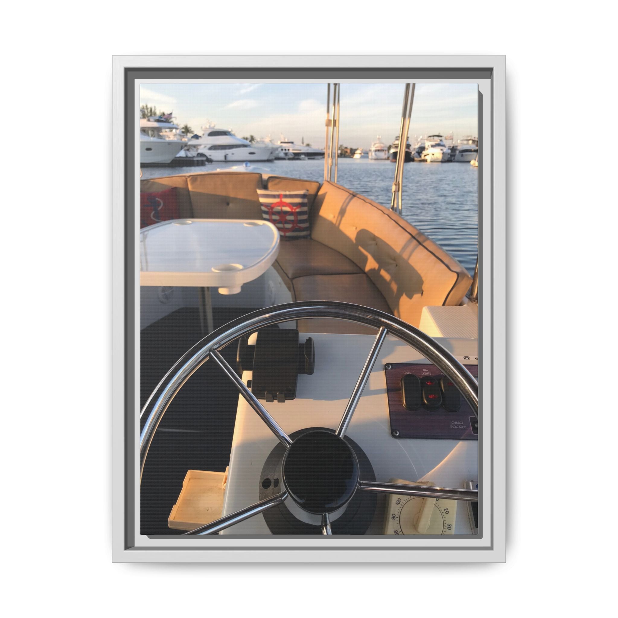 Boat Helm Framed Canvas Print — Seaside Harbor Nautical Wall Art