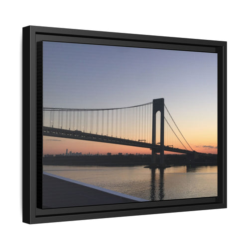 Bronx-Verrazano Sunset Matte Canvas Framed Wall Art